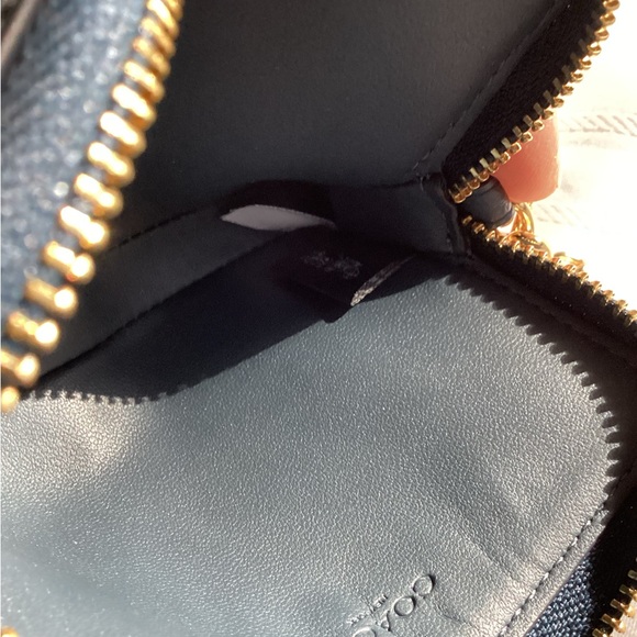 Coach Navy Denim and Leather Card Holder with Gold Chain, NWT - Picture 6 of 7